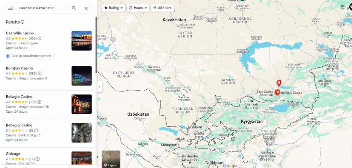 casinos in kazakhstan map